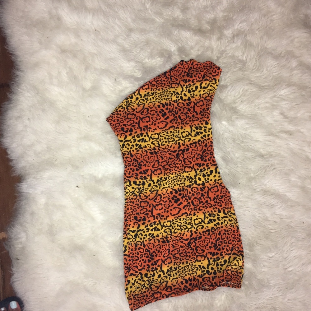 Spandex- Animal Print one shoulder dress